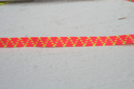 Skinny haarband elastiek neon oranje met neon geel motief