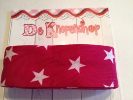 Biasband fuchsia  met witte sterren 1407