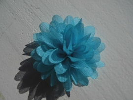 Glitter bloem aqua 7cm.