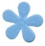 Mini bloem vilt licht blauw. 2.3cm.  Per 4.