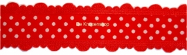 Stippenband met schulp randje rood