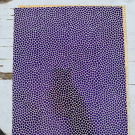 Leer hexagon motief glinster blauw, paars, goud.