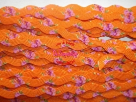Zigzagband oranje roosjes 5mm