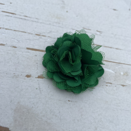 Stoffen satijn tule bloem luxe groen 5cm.