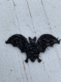 Flatback vilt vleermuis glitter zwart halloween