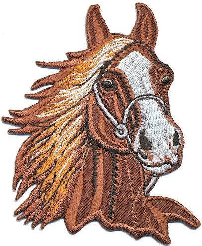 Opstrijkbare applicatie paardenhoofd bruin