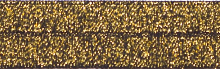 Elastisch biasband goud glitter op zwart  2cm breed