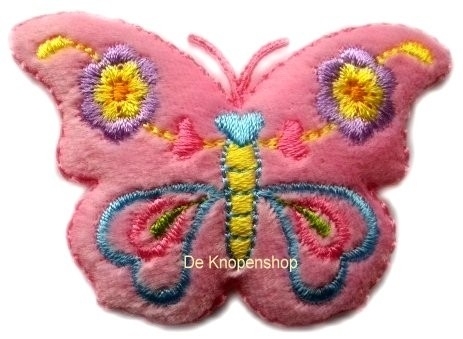 A0388 Roze vlinder & bloemen