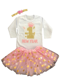 First New Year tutu stippen + haarband (3-delig)