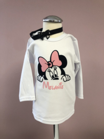 Minnie Mouse shirt roze + NAAM , (2-delig)