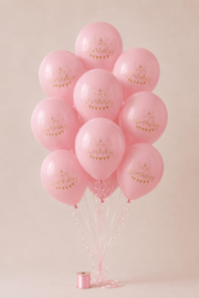 BALLON HAPPY BIRTHDAY, 10 STUKS | ROZE