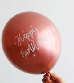 Ballon Happy Birthday rose gold, 5 stuks