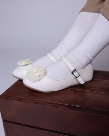 Prinses ballerina schoenen IVOOR GLITTER + 2 gratis bloemclips en 1 haarbloem *
