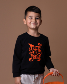 SWEATER HALLOWEEN TRICK | ZWART-ORANJE