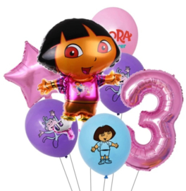 Dora ballonnen 3 jaar (7-delig)