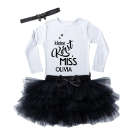 Kerst outfit Kerst Miss zwart + naam (3-delig)
