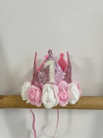 HAARBAND KROON GLITTER ROZE 1 JAAR | LINA *