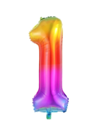 Folie Ballon cijfer 1 - regenboog
