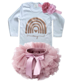 VERJAARDAGSET 1 T/M 4 JAAR (3-delig) * | RAINBOW DUSTY PINK + NAAM