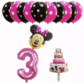 Minnie Mouse ballon 3 jaar (13-delig)