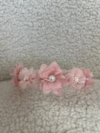 Diadeem bloemen, dusty pink