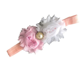 HAARBAND BLOEMEN, ROZE/WIT | NANCY