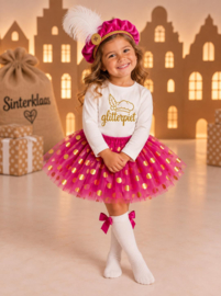 GLITTER PIET SHIRT | + TUTU PINK (mt 92, 98 en 104)