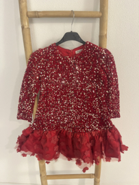 KINDER FEESTJURK ROOD PAILLETTEN | TESS ( maat 116/122 en 122/128)