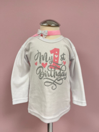 VERJAARDAG SHIRT BIRTHDAY ZILVER 1 T/M 8 JAAR + haarband | SHIRLEY