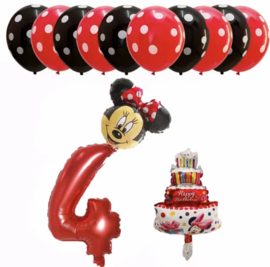 Minnie Mouse ballon set ROOD 4 jaar (13-delig)