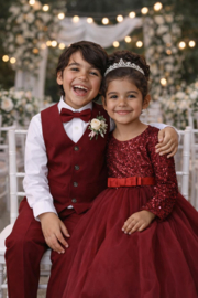 BRUIDSJONKER PAK BURGUNDY | BOAZ (4-delig) *