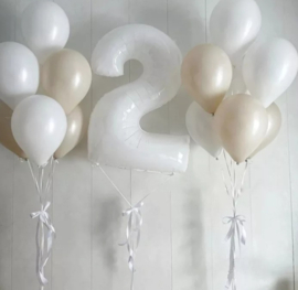 Folie Ballon cijfer 2 - wit- 100 cm