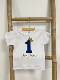 VERJAARDAGSHIRT KOBALTBLAUW/GOUD | GETAL