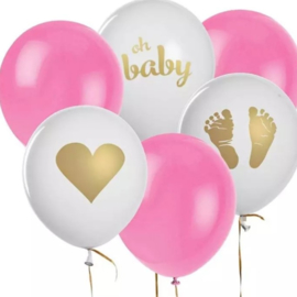 Ballonnen, geboorte meisje, 6 stuks