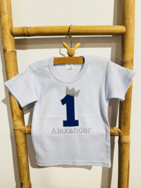 VERJAARDAGSHIRT BLAUW/ZILVER | GETAL