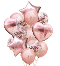 Ballonnen rose goud (14-delig)