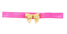 Haarband strik klein, pink/goud