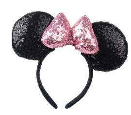 Minnie Mouse glitter diadeem roze 3D *