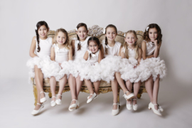 Prinses ballerina schoenen IVOOR GLITTER + 2 gratis bloemclips en 1 haarbloem *