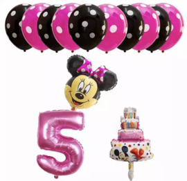 Minnie Mouse ballon set ROZE 5 jaar (13-delig)
