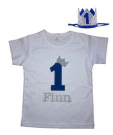 VERJAARDAGSHIRT BLAUW/ZILVER | GETAL