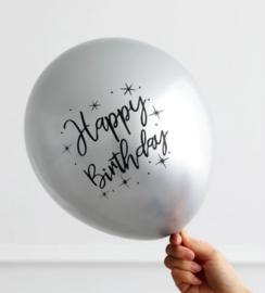 BALLON HAPPY BIRTHDAY, 5 stuks | ZILVER