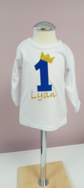 VERJAARDAGSHIRT KOBALTBLAUW/GOUD | GETAL