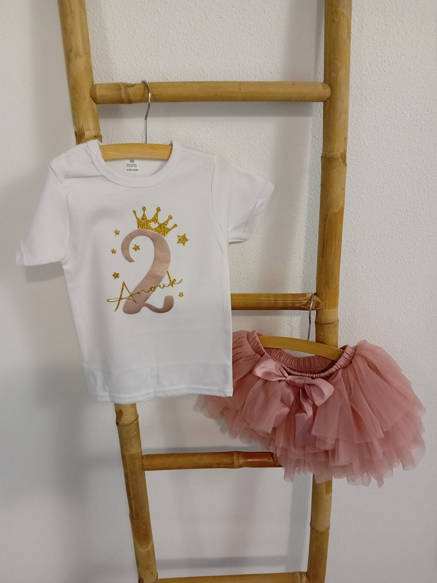 VERJAARDAGSET TUTU DEEP PINK, 1,2,3, 4 JAAR | LOVA
