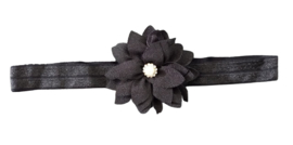 Haarband bloem klein, zwart