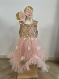 Minnie Mouse jurk roze + diadeem (alle maten voorraad)