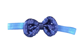 Haarband strik met pailletten, marineblauw