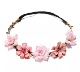 Haarband bloemen roze/dusty pink