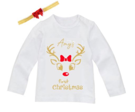 KERST SHIRT GOUD + NAAM + haarband | JOAN