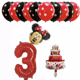 Minnie Mouse ballon set ROOD 3 jaar (13-delig)